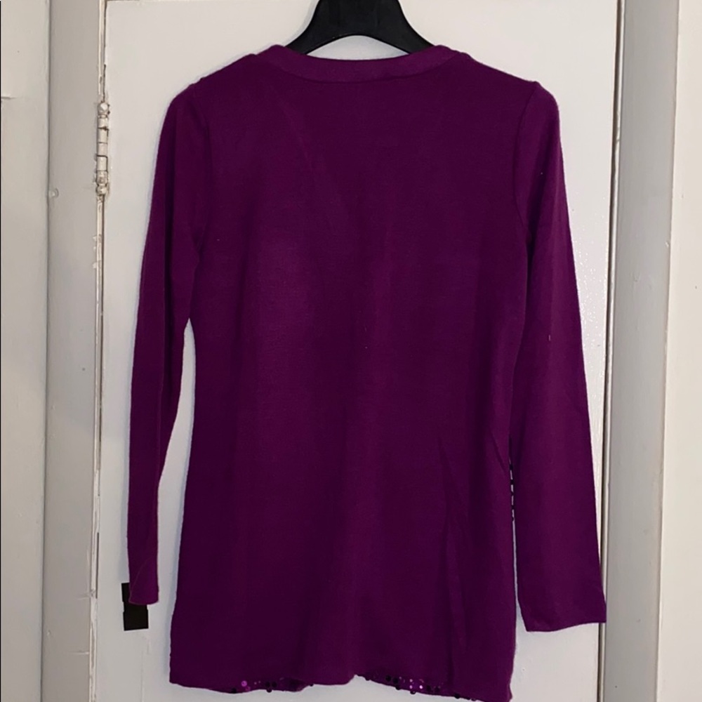 Bob Mackie- NWT magenta sequin cardigan - Picture 3 of 5